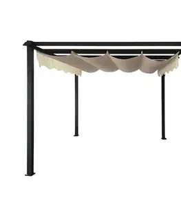 Pergoly NABBI Handan hliníková pergola 300x300 cm čierna / béžová
