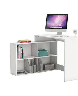 Písacie a PC stoly Rohový písací stôl CORNER biely