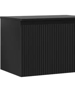Kúpeľňový nábytok MEXEN/S - Rivel kúpeľňová skrinka pod umývadlo 70 cm s doskou, 1 šuplík, reliéf, čierna mat 91A20-07047-1-BFC71