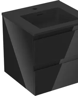 Kúpeľňový nábytok MEXEN/S - Orio kúpeľňová skrinka 50 cm s umývadlom Otis, 2 zásuvky, čierna lesk/čierna mat 91A10-05047-2-BFF70-W18M71