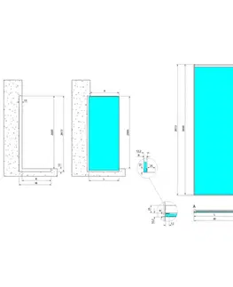 Sprchovacie kúty POLYSAN - ARCHITEX sada na neviditeľné upevnenie skla, podlaha-stena-strop, 1615x2600, leštený hliník AX2516