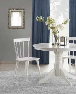 Jedálenské stoly HALMAR Gloster okrúhly jedálenský stôl biely lesk