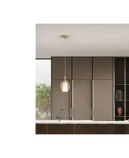Svietidlá Ondaluce - Závesný luster na lane TH 1xE27/15W/230V priemer 19,5 cm zlatá/dýmová béžová SO.TH/3-AMBRA