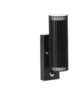 Svietidlá  46203 - Vonkajšie nástenné bodové svietidlo s pohybovým senzorom RADILO 2xGU10/11W/230V IP44 čierna 46203