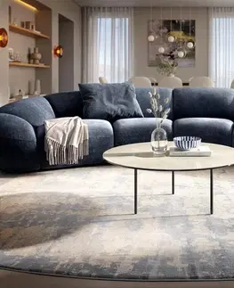 Konferenčné stolíky DELIFE Konferenčný stolík Edge okrúhly 90×90 cm keramika onyx šampanské Trive kov čierna