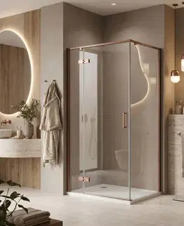 Sprchovacie kúty REA - Sprchovací kút Bruno 100x80 Brush Copper REA-K3603