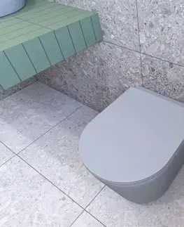 Záchody Wc závesné SAT Infinitio vrátane dosky softclose, šedá mat, zadný odpad SATINF010RREXPLGRM SATINF010RREXPLGRM