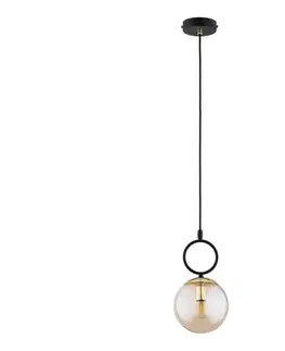 Svietidlá  Luster na lanku LISTER 1xE14/10W/230V čierna/dymová béžová 61477