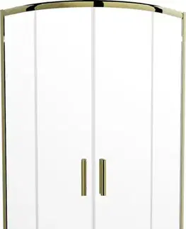 Vane MEXEN/S - Rio sprchovací kút štvrťkruh 90x90, transparent, zlatá + biela vanička so sifónom 863-090-090-50-00-4110G