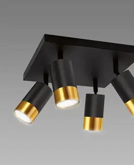 Moderné lampy do obývačky Stropné svietidlo PUZON SPT GU10 4D black/gold 04129 LS4