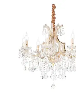 Svietidlá Ideal Lux - Krištáľový luster na reťazi NAPOLEON 8xE14/40W/230V pr. 67 cm zlatá 167398