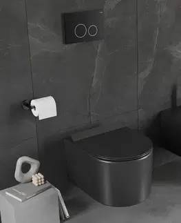 Záchody MEXEN/S - Sofia Závesná WC misa vrátane sedátka s slow-slim, z duroplastu, čierna matná 30540185