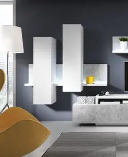 TV stolíky BILSBY 40 TV komoda 2484FG, biela/betón colorado