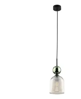Svietidlá  Závesný luster SOPHIA na lanku 1xE14/10W/230V čierna/zelená/dymová béžová 11146
