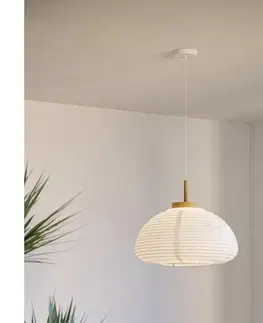 Svietidlá Eglo 44064 - Závesný luster SUMMERHILL na lane 1xE27/40W/230V pr. 40 cm biela/béžová 44064
