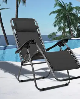 Záhradný nábytok Avenberg Relaxačné kreslo Sofia/Dallas, čierne