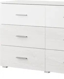 Komody a skrinky ROMER komoda 6 zásuviek, biela/light artwood