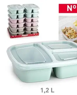 Dózy na potraviny Kinekus Dóza na obed 1,2l, plastová, 3 priehradky mix