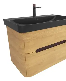 Kúpeľňový nábytok Kúpeľňová skrinka s umývadlom SAT Fusion 77,5x53x45 cm dub medový mat SATFUSION280DMBKMB SATFUSION280DMBKMB