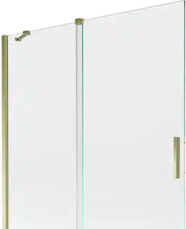 Sprchové dvere MEXEN/S - Velar Dvojkrídlová posuvná vaňová zástena 140 x 150, transparent, zlatá 896-140-000-01-50