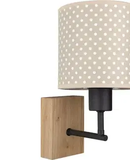 Svietidlá BRILAGI - Nástenné svietidlo BOBO WOOD 1xE27/25W/230V dub/čierna/béžová/bodky BG1561+BG5581