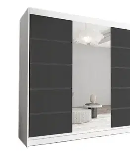Šatníkové skrine SENDER VI šatníková skriňa, biela / čierna 