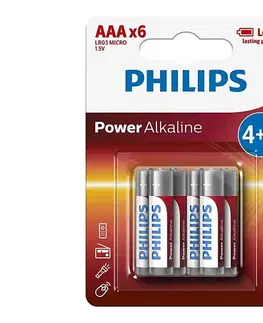 Predlžovacie káble Philips LR03P6BP/10 - 6 ks Alkalická batéria AAA POWER ALKALINE 1,5V 1150mAh Phil-LR03P6BP/10