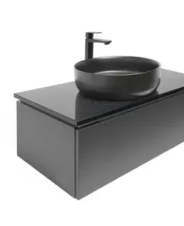 Kúpeľňový nábytok Kúpeľňová skrinka so žulovou krycou doskou a umývadlom SAT Feel 100x30x46 cm antracit SATFEEL100ANTZB SATFEEL100ANTZB