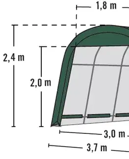 Garážové stany Plachtová garáž 3,7 x 6,1 m zelená Dekorhome