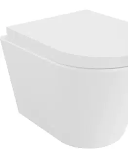 Záchody MEXEN/S - Rico Závesná WC misa Rimless Tornado vrátane sedátka s slow, duroplast, biela lesk 30720200T