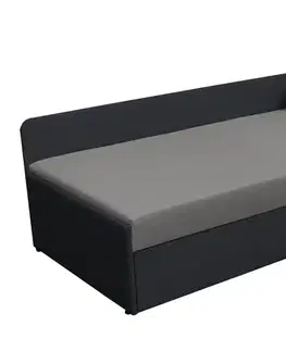 Postele KONDELA Jalen čalúnená jednolôžková posteľ (váľanda) s prístelkou sivá / tmavosivá