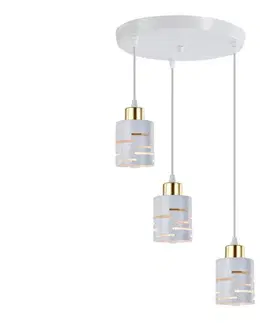 Svietidlá  Závesný luster ELEN 3xE27/35W/230V priemer 29 cm biela/zlatá ELEN 3-LIGHT ROUND PEND. WHITE
