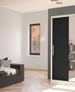 Šatníkové skrine Šatníková skriňa RICA 6 biela/čierna