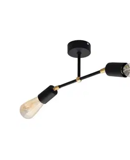 Svietidlá  Prisadený luster ROSETTE 2xE27/15W/230V čierna/zlatá W-P 1925/2 BK+GO
