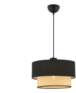 Svietidlá  Luster na lanku ECHO 1xE27/60W/230V čierna/béžová 390FLH2511