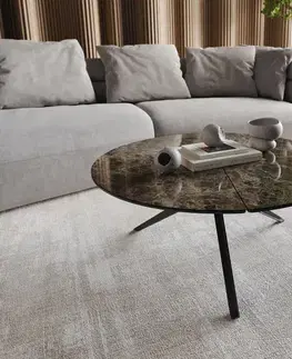Konferenčné stolíky DELIFE Konferenčný stolík Delron 90x90 cm keramika Laminam® Emperador Extra Lucidato tmavohnedá kovová podstava krížová čierna