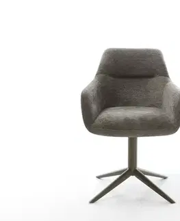 Jedálenské stoličky DELIFE Jedálenská stolička Pejo-Flex bouclé mäkký tmavobéžová podstava titánová farba 360° otočný hojdacia funkcia vrecková pružina
