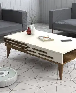 Konferenčné stolíky Konferenčný stolík Valensiya - Walnut, Cream