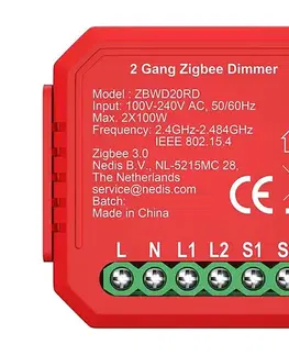 LED osvetlenie  ZBWD20RD - Inteligentný dvojkanálový stmievač SmartLife 230V ZBWD20RD