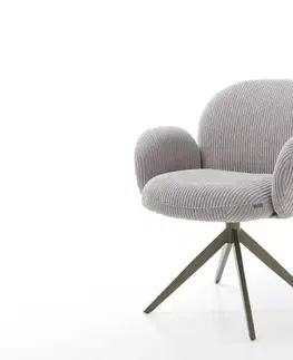 Jedálenské stoličky DELIFE Jedálenská stolička Nube-Flex s opierkami manšester strieborno sivá krížová podstava široká titánová farba 360° otočný vrecková pružina