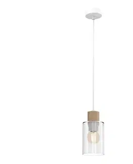 Svietidlá  Luster na lanku MADERA 1xE27/60W/230V biela/drevo MLP8554