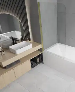 Sprchové dvere MEXEN - Felix 1křídlá vaňová zástena 70 x 140, transparent, zlatá 890-070-001-50-00