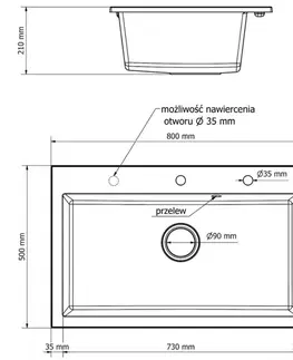 Kuchynské drezy MEXEN MEXEN - Elix granitový drez 1-miska 800 x 500 mm, čierna kropenatá, sifón chróm 6527801005-76