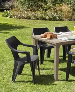 Záhradné plastové zostavy Elvisia Záhradný set GAVIN 6 + 1 | cappuccino/grafit