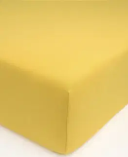Plachty MKLozkoviny.sk Jersey prostěradlo s elastanem 220 × 200 cm – hořčicové
