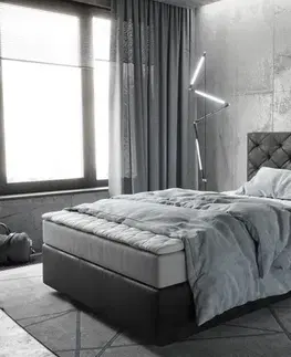 Postele Boxspring DELIFE Boxspring posteľ Dream-Great 120x200 cm mikrovlákno antracitová vintage s matracom a topperom