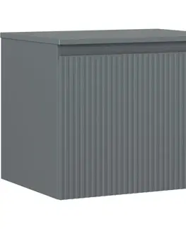 Kúpeľňový nábytok MEXEN/S - Rivel kúpeľňová skrinka pod umývadlo 60 cm s doskou, 1 šuplík, reliéf, grafit mat 91A20-06047-1-BFC66
