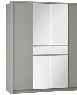 Šatníkové skrine Skriňa Split 200 platinum/zrkadlo