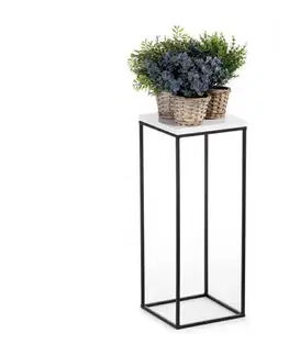 Stojany na kvetiny HowHomely Stojan na kvety BASICLOFT 60x24 čierna/biela HH-BL-01-60BW-MDF