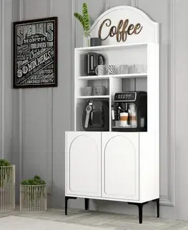 Kuchynské linky Coffee Bar Cabinet Lyon 80 - White, Black